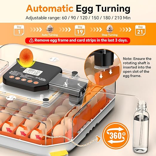 48 Egg Incubator for Hatching Eggs, Chicken Incubator with Auto Turner, Digital Temp & Humidity Control, Built-in Egg Candler & External Water Refill - for Hatching Chicks, Ducks, Quail, Goose Eggs