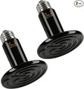 Simple Deluxe 100W Ceramic Heat Emitter Reptile Heat Lamp Bulb No Light Emitting Brooder Coop Heater for Amphibian Pet & Incubating Chicken, 2 Pack