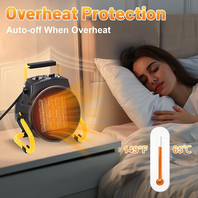 Outdoor Heaters for Patio, 1500W Electric Garage Heater with Overheat Protection, 3S Fast Heating, 3 Modes, Portable Space Heater for Patio, Garage, Greenhouse, Indoor, Gold