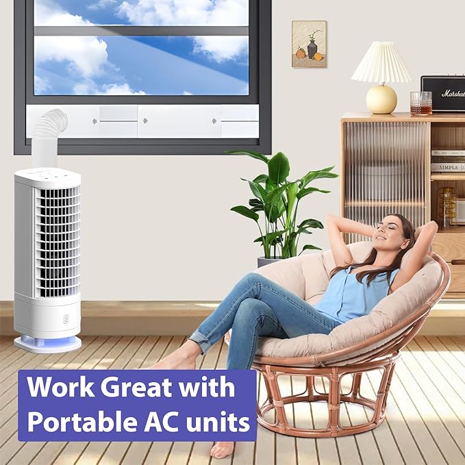 AC Window Vent Kit, Portable Air Conditioner Window Kit, Universal for 4” & 6” Ducting & 5.1"/5.9" Hose, Upgraded AC Sliding Window Seal Kit for HVAC, Inline Fans, Duct Fans, Grow Tent, Dryer