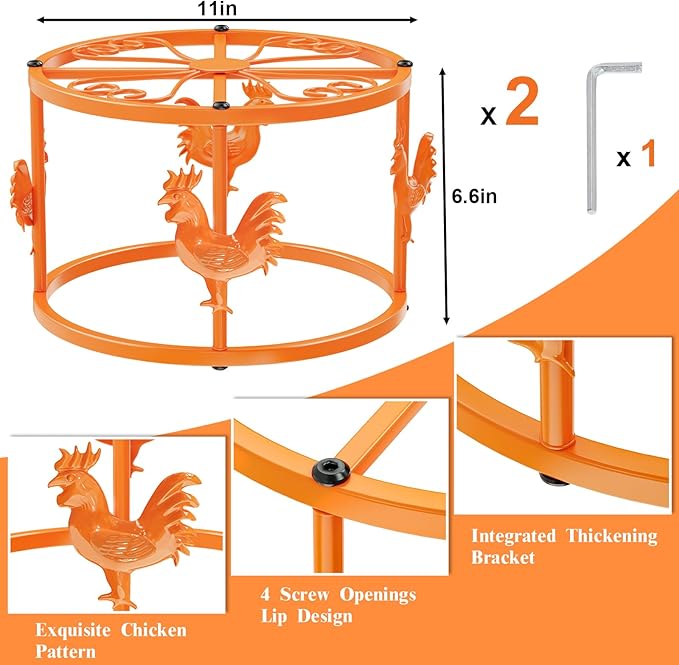 Metal Stand for Chicken Feeder Waterer, Iron Stand Holder, Rectangular Supports Rack for Buckets Barrels Equipped Installed with Feeder Waterer Port, for Coop Poultry Indoor Outdoor (Orange 2pc)