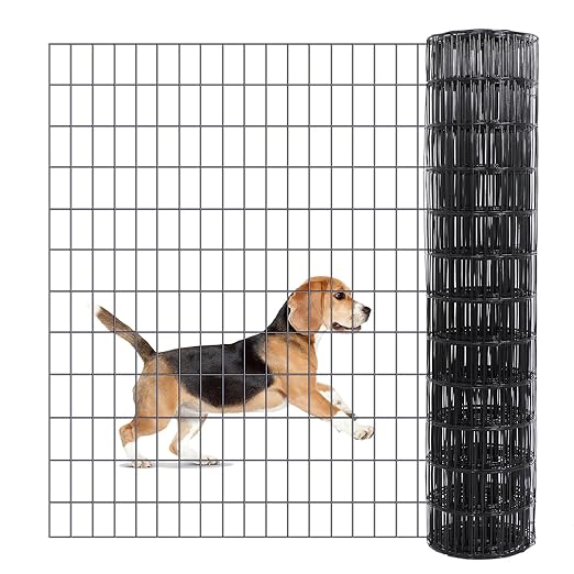 2×3in 36''×50' Welded Wire Mesh, Chicken Wire Mesh Metal Garden Plant Fencing, Black PVC Coated Raised Garden Bed Plant Supports Poultry Netting, Welded Fence Rabbit Cage
