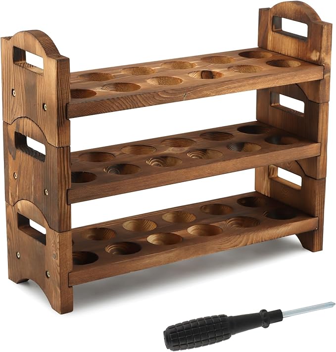 Wooden Egg Holder Countertop, ‌3-Tier Wooden Egg Holder & Storage, 36-Hole Stackable Rack for Fresh Eggs, Easter Eggs, Home Kitchen Organizer
