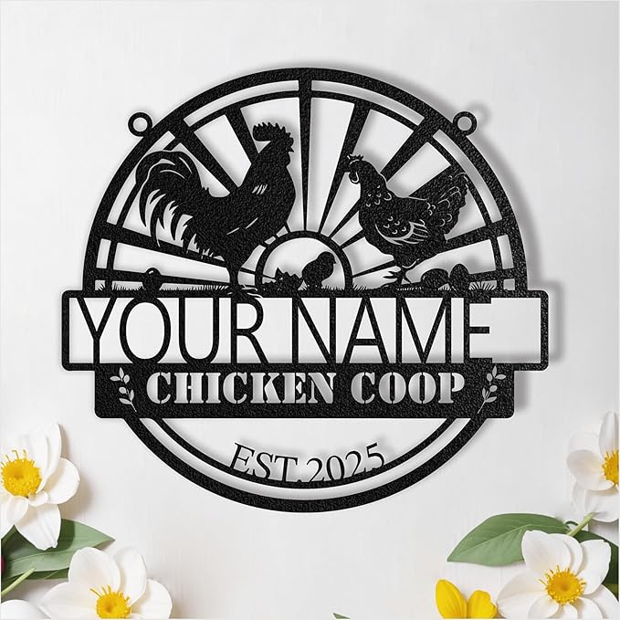 Custom Chicken Coop Signs, Personalized Chicken Coop Signs, Custom Metal Farm Sign for Outdoor, Chick Hen House Sign Funny Farmhouse Outside Wall Decor Gift