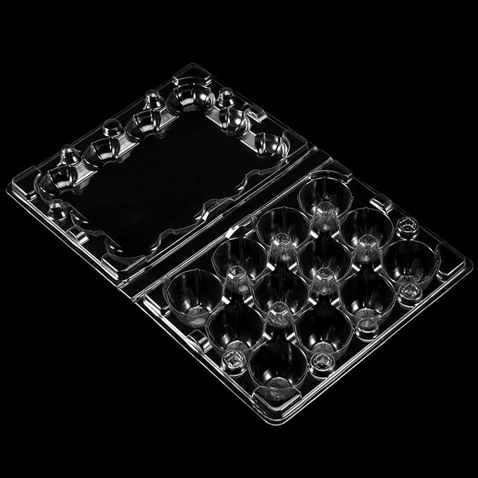 MANCHAP 100 Pack 12 Grids Quail Egg Cartons, Plastic Quail Eggs Holders, Small Trays Stackable Storage Dispenser Case for Small Quail Eggs, Pigeon Eggs, Clear