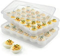 HANSGO Deviled Egg Containers with Lid, Set of 2, Plastic Clear Deviled Egg Tray Holder Carrier for 60 Eggs, Suitable for Refrigerator, Home, Party, Kitchen Supplies, Stackable & Portable