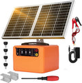 30 Miles/48km Solar Electric Fence Charger,15W Solar Powered Fencer with Adjustable 6KV to 12KV Output (0.3J-1.5J),Battery Level LCD Display,All-Weather Kit for Livestock,Deer,Farm,Yard