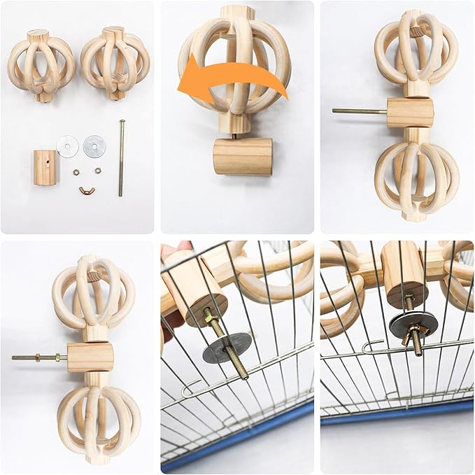 Chicken Coop Accessories, Wooden Chicken Feeding Rotating Toys, Chicken Feeders, Enrichment Toys for Hens, Ducks, Geese, Turkeys, Poultry