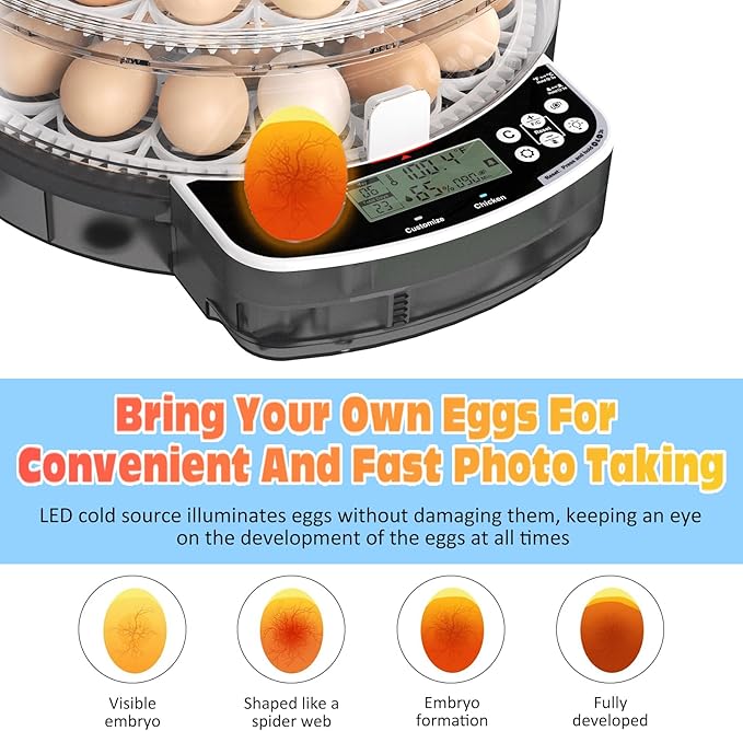 48 Incubators for Hatching Eggs, Egg Incubator with Automatic Egg Turning and Humidity Control, Intelligent Egg Incubator with Automatic Temp. Adjustment