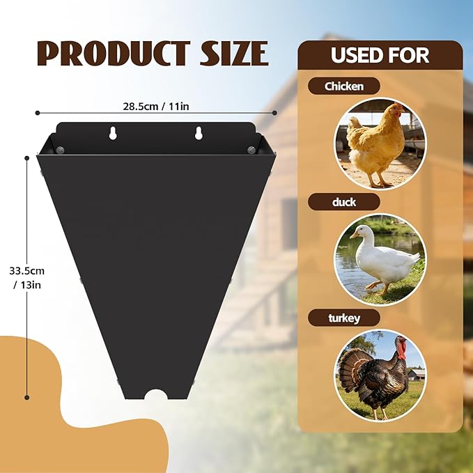 Chicken Cone for Butchering: 10 lbs Metal Poultry Restraining Cone, Flat Back Design, Easy to Clean, Medium Chicken Processing Equipment for Laying Hens, Broilers, and Turkeys