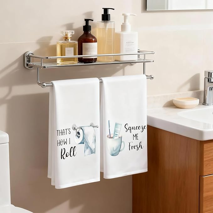 GROBRO7 Funny Sayings Hand Towel - 6Pcs Humorous Bathroom Decorative Polyester Soft Towels for Washroom Home Decor, Housewarming Hostess Gift for Friends