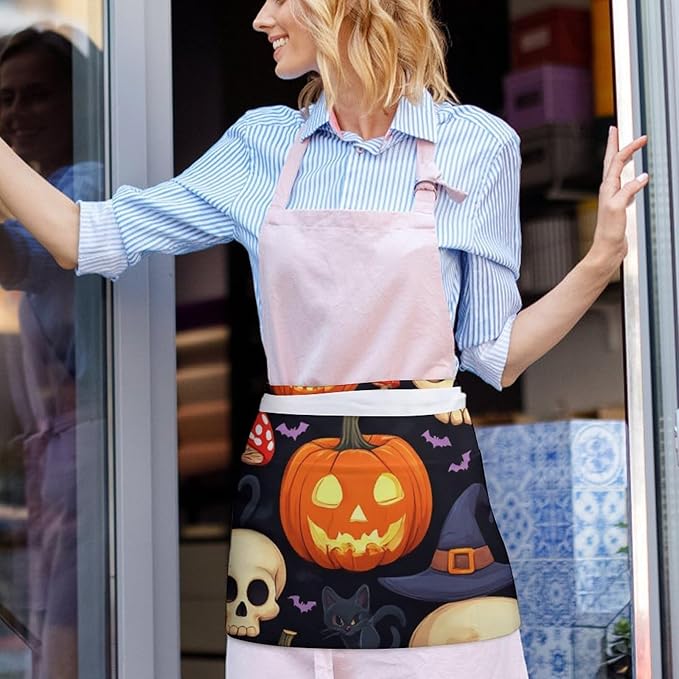Unisex Apron for Cooking Server Waitress Half Waist Apron with 3 Pockets