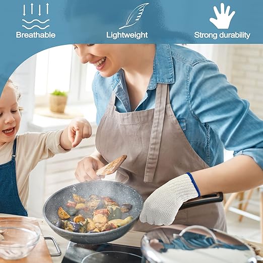 GSAFEME 12 Pairs Cotton Glove Liners for BBQ, Cooking, Grilling, Food Handling - Safety Work Gloves Hand Saver, Medium