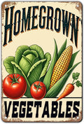 Homegrown Vegetable Wall Decor Vegetable Tomato Corn Metal Tin Sign 12x8 Inch Home Restaurant Kitchen Farm Garden Yard Sign Outdoor Art Wall Decor
