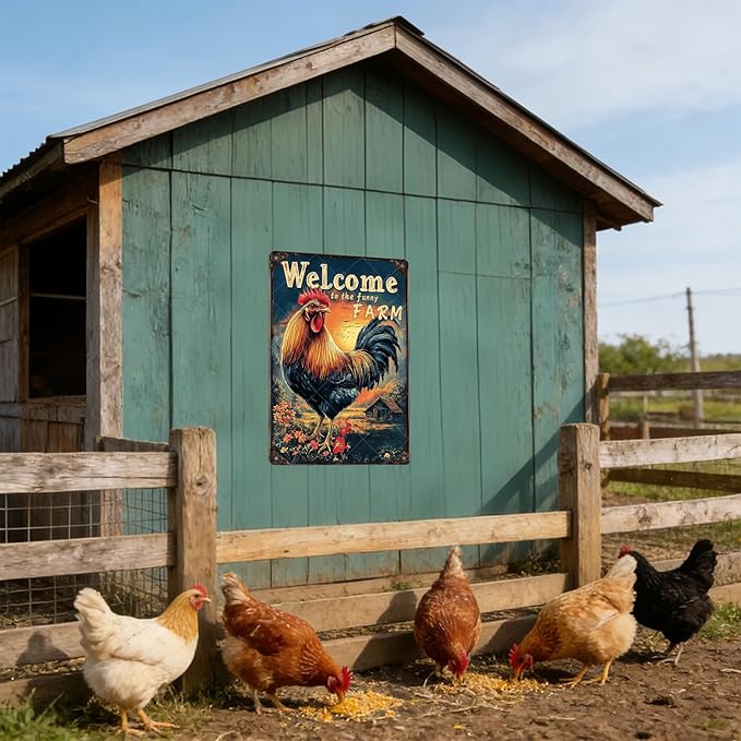 Metal Signs Welcome To My Funny Farm Sign Retro Aluminum Sign for Home Office Kitchen Bar Cafe Garden Wall Decor 12x8 Inch