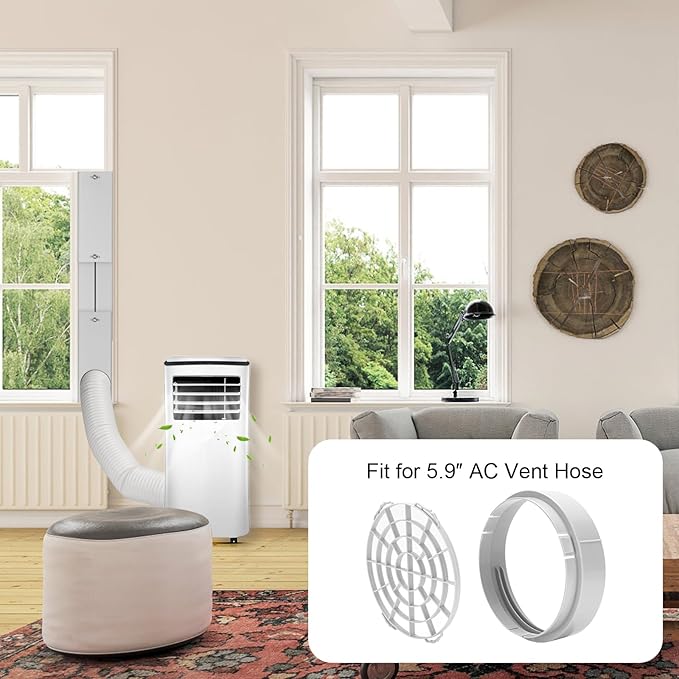 HOXHA Window Duct Kit Dryer Window Vent Kit AC Window kit, Fit with 4” Dryer Ducting & 5.9” AC Hose, Vent Kit Fit for Dryer, Portable AC, Inline Duct Fans, Grow Tents