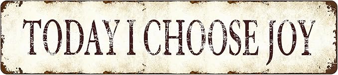 Metal Tin Signs Wall Art - Today I Choose Joy - 16x4 Inch Inspirational Home Decor - Modern Motivational Sign for Office, Bedroom, Living Room - Durable Positive Quotes Metal Artwork Wall Decoration