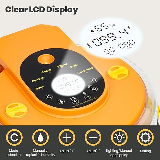 Incubators for Hatching Eggs -15-Egg Automatic Egg Chick Incubator with 5 Smart Preset Modes and Egg Turning, Digital Control Incubator for Chicken Duck Quail