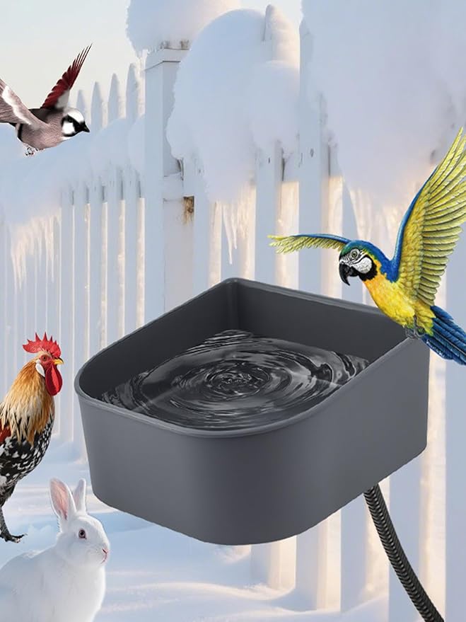 Chicken Waterer for Winter,Automatic Keep Warm Poultry Water Fountain for Outdoor,Hanging Chicken Water Feeder w Thermostat Anti-Freeze Water Bowl for Duck,Turkeys,Quails,Chicks Rabbit in Chicken Coop