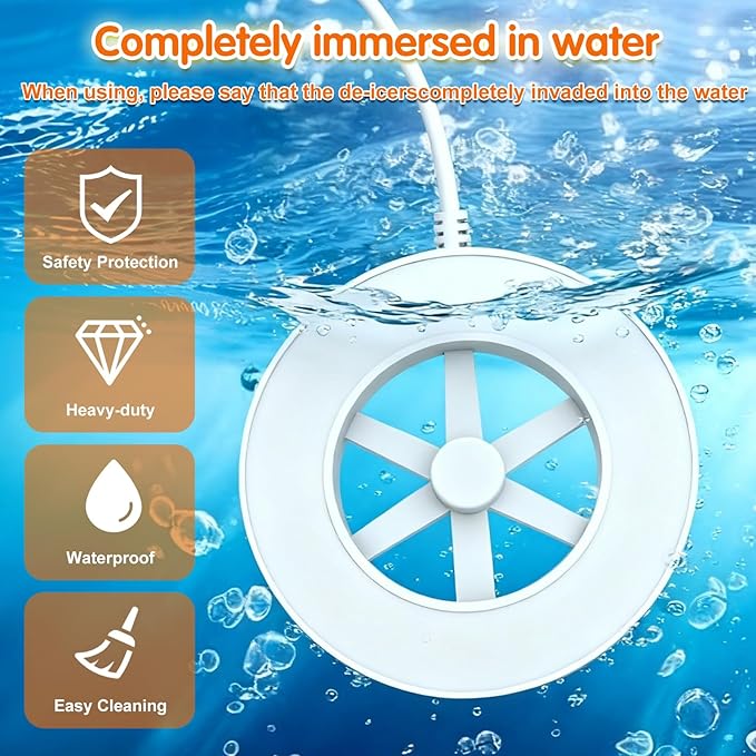 Bird Bath Heater for Outdoors in Winter, Heated Bird Bath Submersible for Winter Full-Covered Aluminum, Pond Deicer with Thermostatic Control, Bird Bath Water Heater for Bird Chicken Livestock, 70W