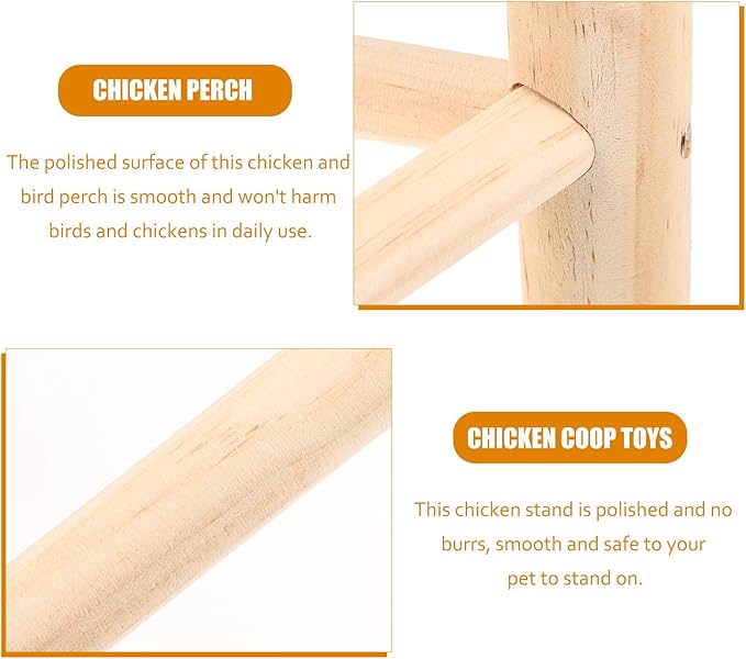 Kisangel Wooden Chicken Perch Roosting Bar Triangle Stand 42cm Equilateral X 16cm High Natural Wood Bird Playground for Chicken Coop Accessories