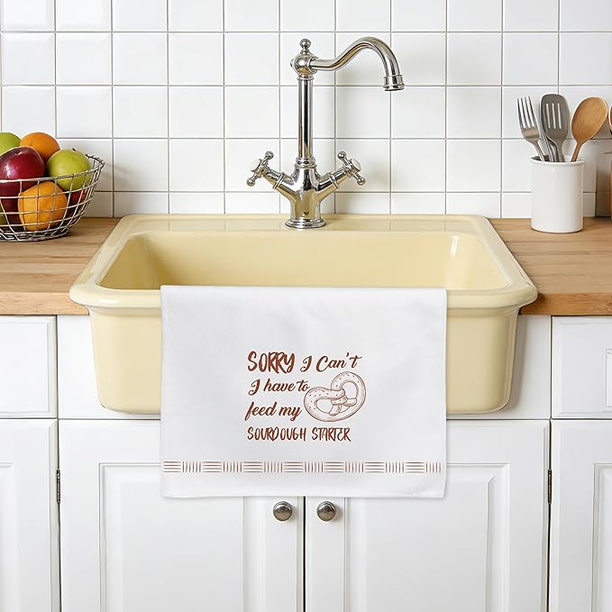 GROBRO7 Funny Sourdough Hand Towel - 6Pcs Fun Bake Bread Kitchen Dish Towels Soft Polyester Cleaning Dishcloth for Home Dining Room Restaurant Bath Decor Baking Gifts for Baking Lovers Women Hostess