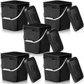Mumufy 5 Pcs 3.5 Gallon Square Food Grade Bucket with Lid Square Bucket Pail Plastic Handles for Long Term Food Storage, Camping, Fishing, Home Organization Easy Stack and Store (Black)