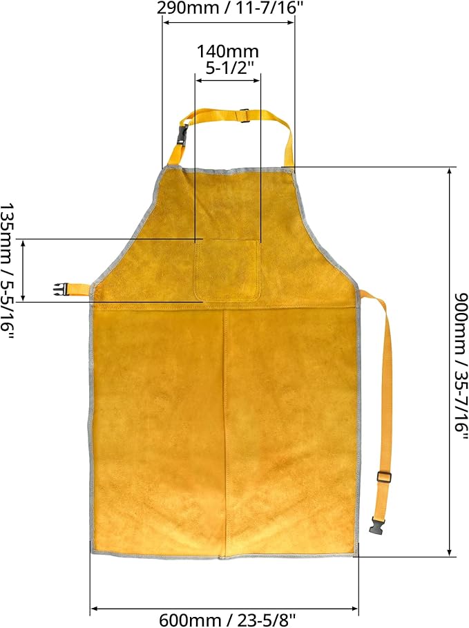 QWORK Leather Welding Work Apron - Flame and Welding Spatter Resistant - Adjustable Harness - Suitable for Welders, Blacksmiths