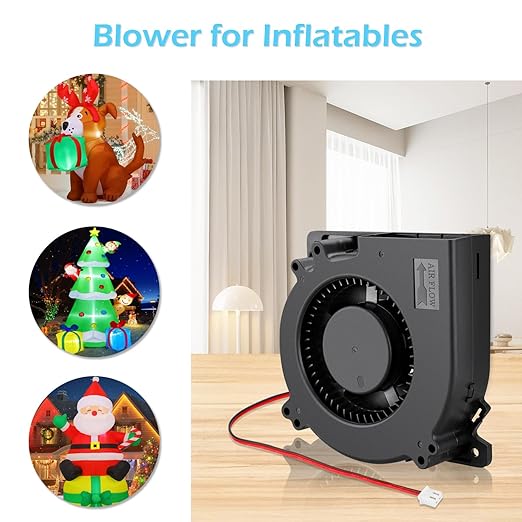 Wathai 12V DC 120mm x 32mm Blower Fan IP67 Waterproof Dual Ball Brushless Motor 5inch 2Pin High Airflow for DIY Inflatable or Exhaust Cooling