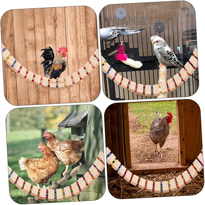 POPETPOP Chicken Coop Toys Chicken Swing Perch Wood Stand Toy Ladder Rooster Decor Roosting Bars
