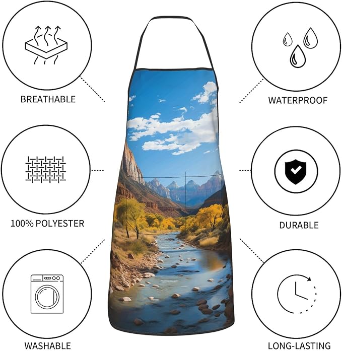 Kitchen Aprons for Men Women Waterproof Apron with 2 Pockets Tropical plants and parrots Apron Adjustable Bib Aprons