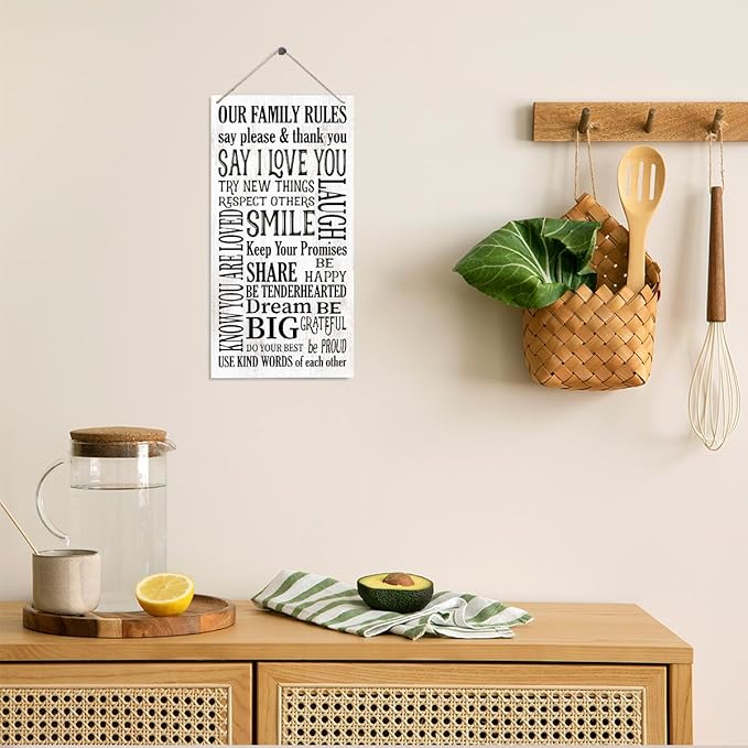 Our Family Rules Sign, Family Decor, Positive Home Decor, Rustic Home Wall Decorative, Decorative Wood Hanging Wood Plaque, New House Decoration, Living Room Decoration, Love Sign