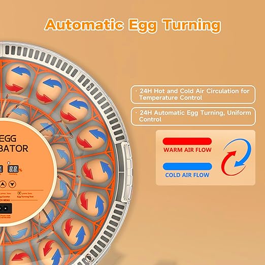 30 Egg Incubator with Automatic Egg Turning and Humidity Control/Display, Poultry Incubator with Water Refill, 360°Clear View, Air Vent, Candling Light, Hatching Chicken Quail Duck Goose Birds
