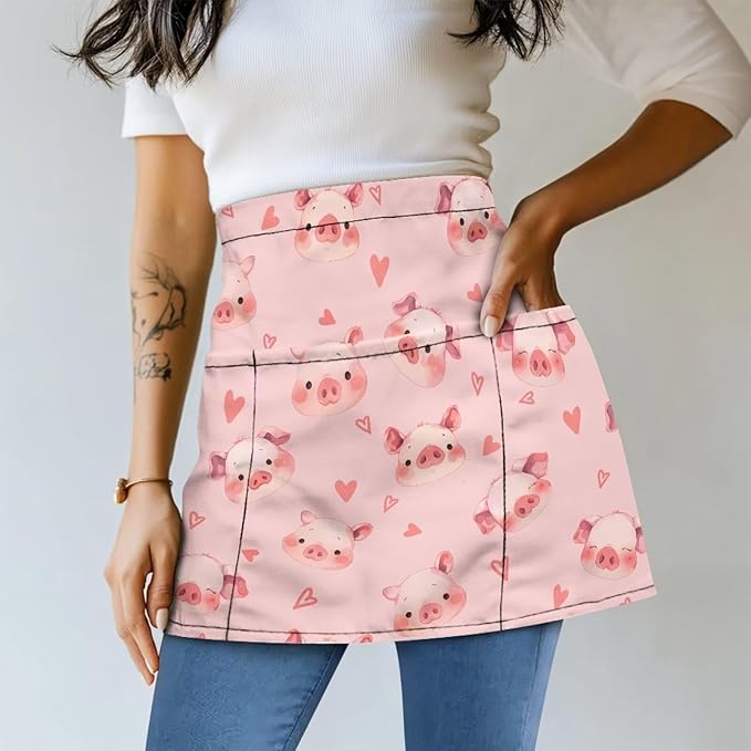 Waistress Apron with Pockets Coffee Waiter Apron Long String Chef Half Aprons for Cooking Kitchen Hairdresser