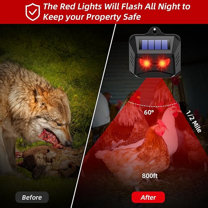8 Pack Solar Nocturnal Animal Repeller Outdoor with Red Predator Eyes,Auto Activate Night Animal Deterrent Lights for Deer, Raccoons, Coyotes,Skunks,Foxes -Protection for Chicken Coop, Yard,Farm