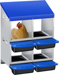 Metal Chicken Nesting Box with Easy-Collect Tray & Lid – 3/4/2x2 Compartment Heavy Duty Roll Away Nesting Boxes for Chickens, Wall Mount or Freestanding, Galvanized Steel Hen Laying Box for Coop