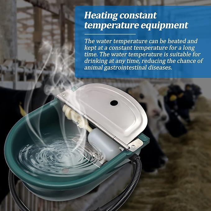 Automatic Heated Dog Water Bowl Outdoor Large Breed, Livestock Heated Waterer Automatic Pet Waterer for Dogs &Cat with Float Valve Thermal-Bowl Winter Livestock Water for Chicken Cow Goat Sheep Pig