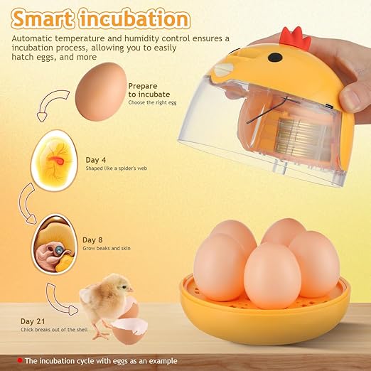 TOYANDONA Small Egg Incubator for Hatching Chicken Quail Parrot Eggs with Automatic Temperature and Humidity Control Portable Poultry Hatching Machine for Home and Farm Use