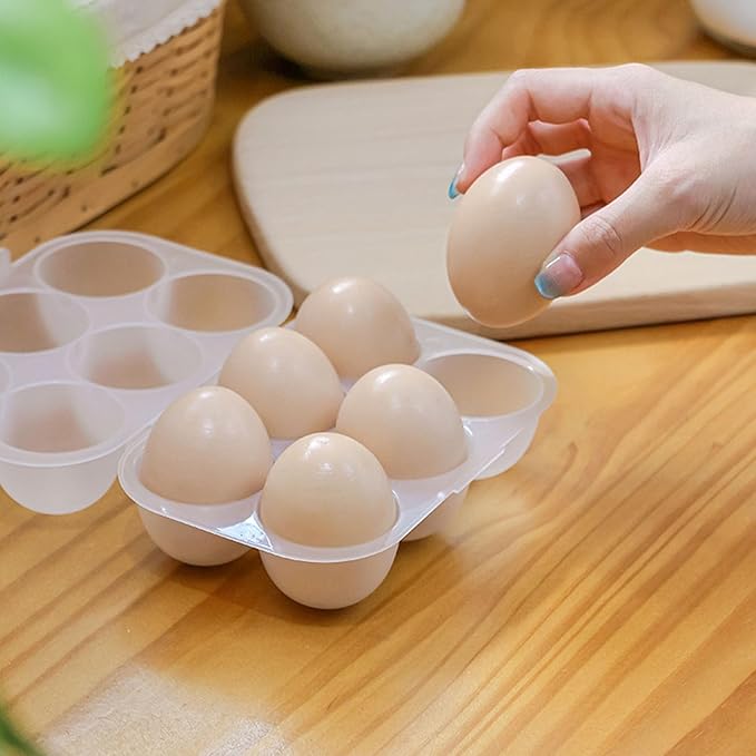 6 Egg Grid Storage Container - Plastic Eggs Holder With Handle, Outdoor Egg Carriers For Kitchen & Restaurants