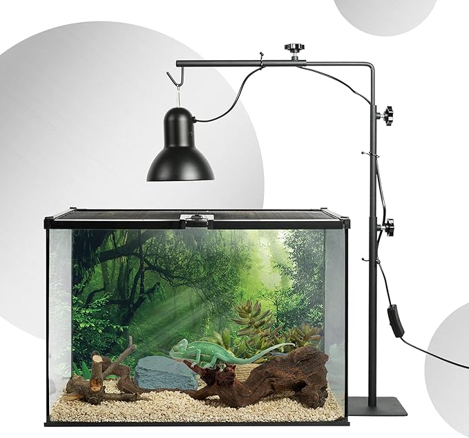 BETAZOOER Reptile Lamp Stand Adjustable 16-35 Inch Domes Heat Lamp Metal Bracket Floor Light Holder Support for Reptile Glass Terrarium Heating Light