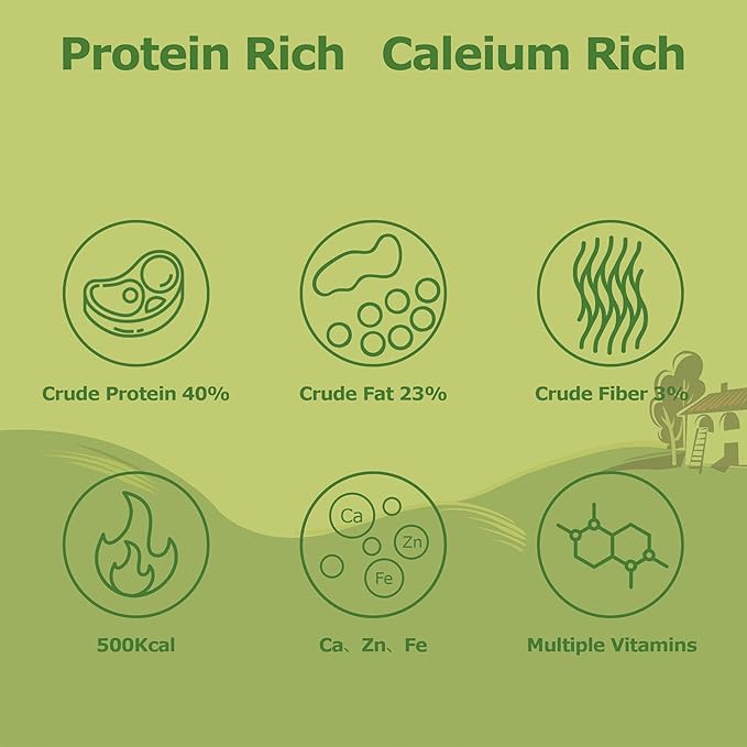 5LB Dried Black Soldier Fly Larvae, Non-GMO & Nutrient-Packed Chicken Feed, Strong Egg Production and Health, Rich in Calcium for Healthy Hens & Ducks, 80X Calcium vs Mealworms