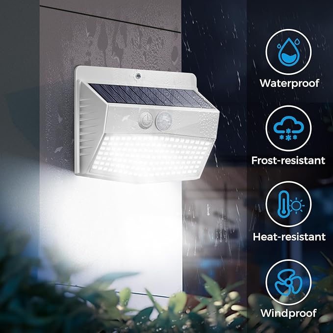Peasur Solar Lights Outdoor Motion Sensor [138 LED/10 Packs] Solar Security Lights with 3 Lighting Modes Solar Wall Lights Waterproof Solar Powered Lights for Garden Fence Yard Deck, White