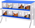 10-Panel Galvanized Steel Nesting Box for Chicken Coop - Removable Drop Tray & Ventilation - Easy Clean Laying Box for Hens, Ducks - Rustproof Design Protects Eggs