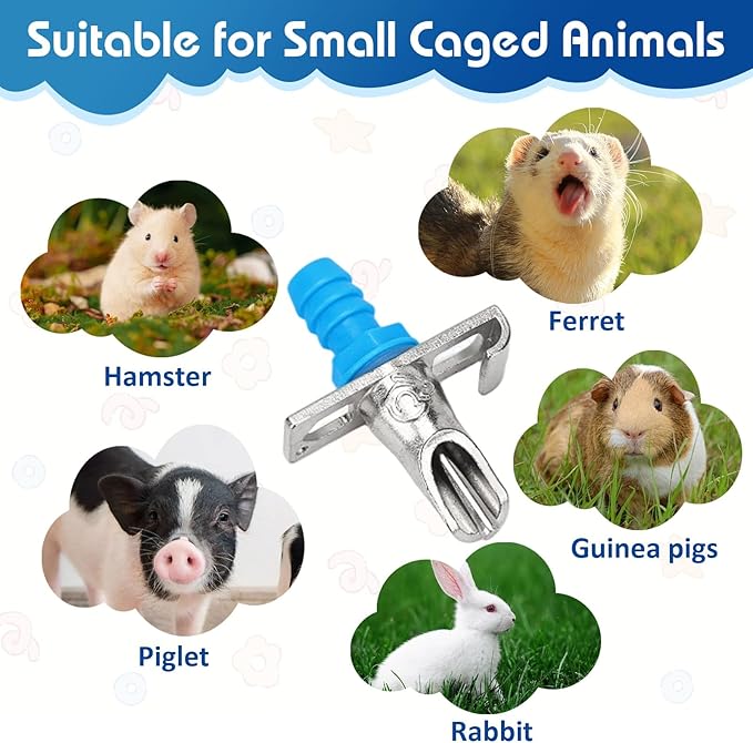 Rabbit Nipple Drinker Kit, Automatic Rabbit Watering System Kit - Including 12 Sets of Nipple Drinkers, 19 Feet of ID 5/16" Hose, Hole Opener, Barb Valve Fitting to G1/2'' Connector