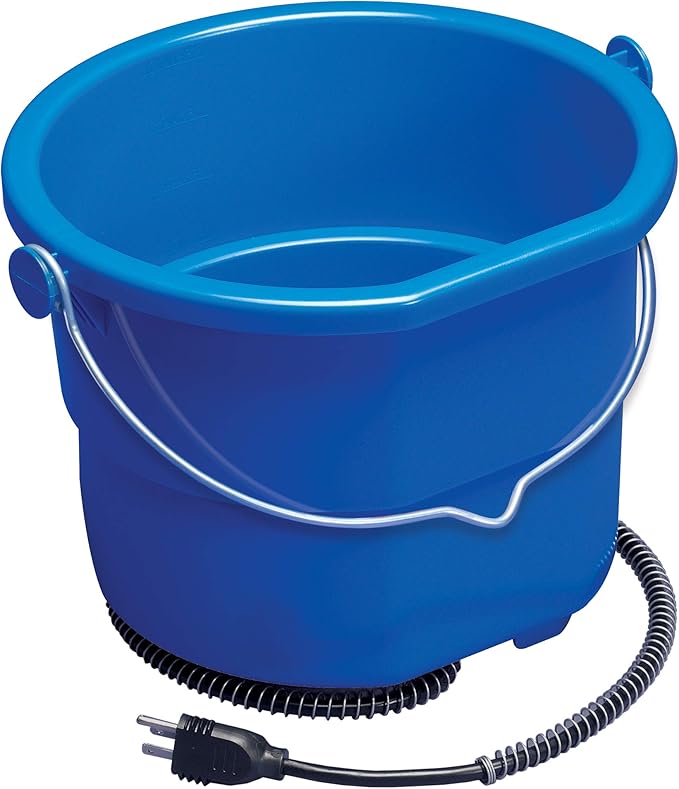 API® Heated Bucket | Heated Flat Back Bucket | Water Pail with Warmer for Cattle, Livestock, and Horses | Winter No Freeze Tub (10 Quart, 1 Count)