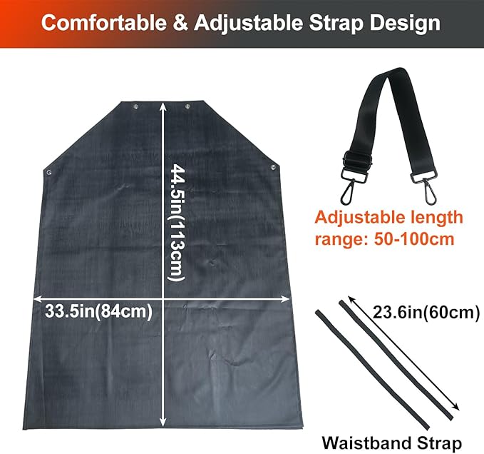 Thick Waterproof Rubber Aprons, Puncture/Abrasion/Chemical/Oil Resistance Work Apron