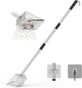 Heavy Duty Metal Cat Litter Scoop with Holder - Speed Sifter Litter Box Scooper Captures All Clumps - Kitty Litter Sifting Shovel Comfy Handle - Easy Clean with Hook（Long）