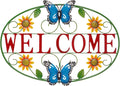 Glitzhome Metal Welcome Sign for Outdoor & Indoor - Rustic Farmhouse Wall Decor Sunflower & Butterfly Garden Art for Porch Patio Yard