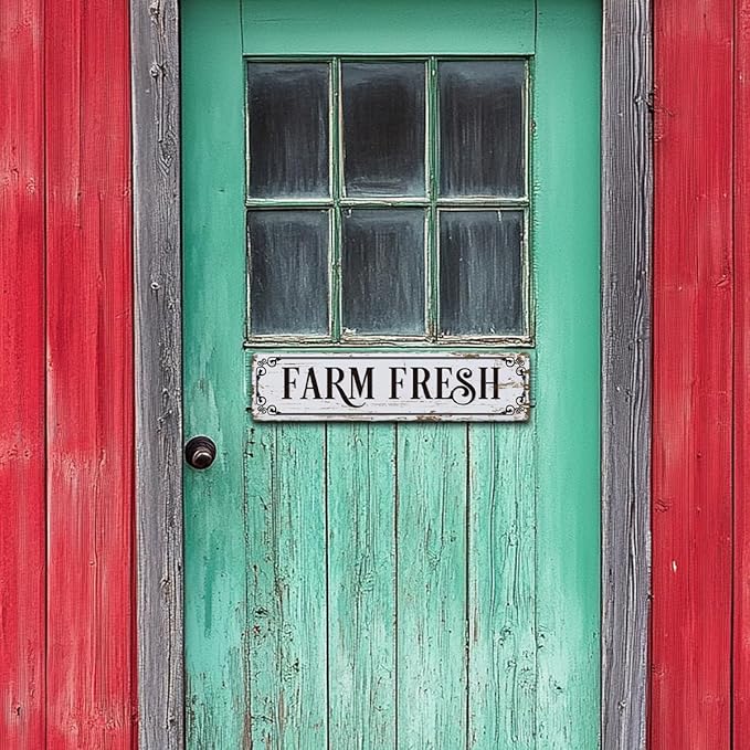 Farm Decor, Farm Fresh Sign, 15.8x4 inches, Chicken Coop Decors, Retro Metal Tin Signs, Barn Signs, Animal Wall Decor Art for Home Garden Outdoor Yard Farmhouse