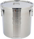 DYNAMI 12.7Gal 304 Stainless Steel Rice Storage Container,Extra Large Food Grade Canister,40-90Lbs Sealed Rice Bucket with Airtight Lid and Locking Buckle,for Rice, Flour, Grain (48L)